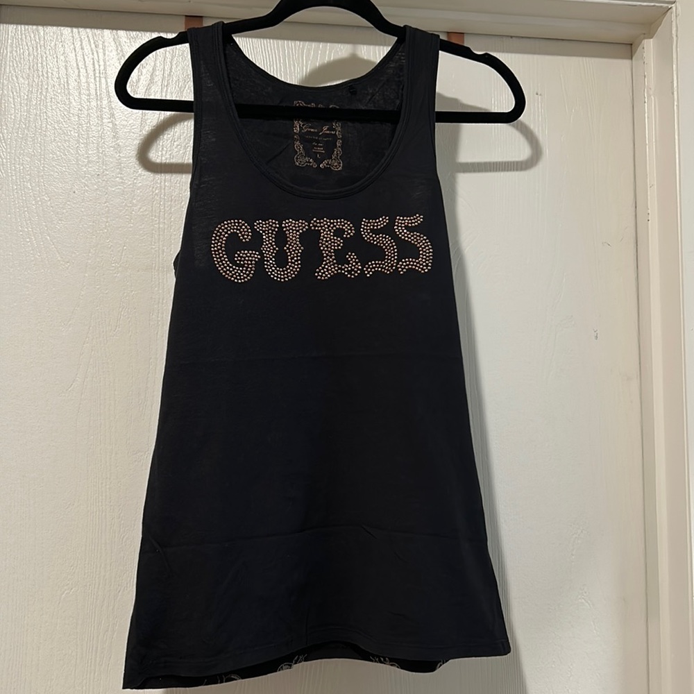 Ladies Guess Racerback Tank Top with embellished logo